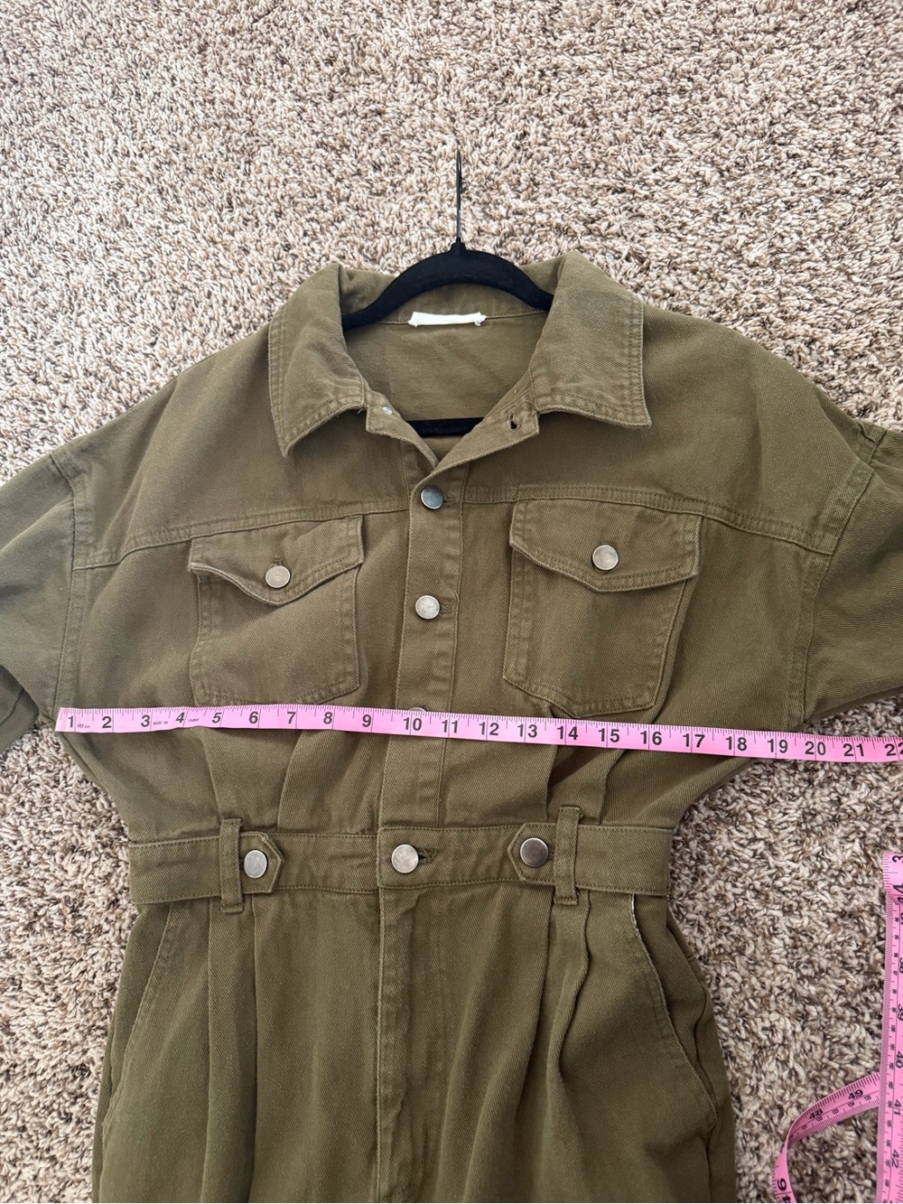 12th Tribe Hendrix denim jumpsuit In Olive Green Size S/M - Picture 6 of 7
